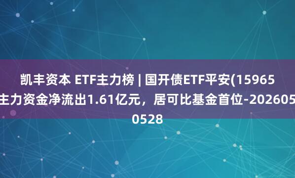 凯丰资本 ETF主力榜 | 国开债ETF平安(159651)主力资金净流出1.61亿元，居可比基金首位-20260528
